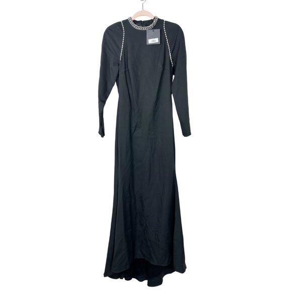 NWT Mac Duggal Raglan Long Sleeve High Neck Gown Black 14 #9864 - Picture 3 of 8